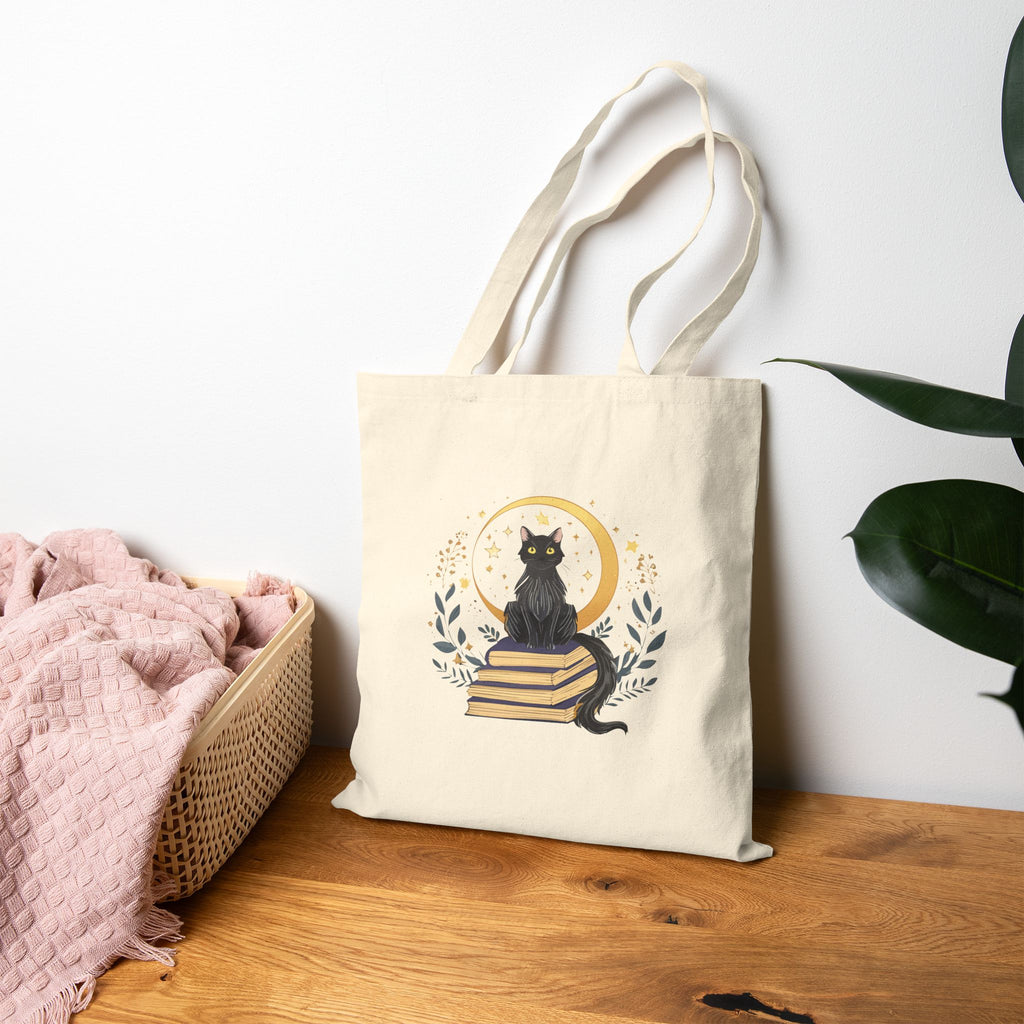 Moonlit Cat - Cotton Canvas Bag